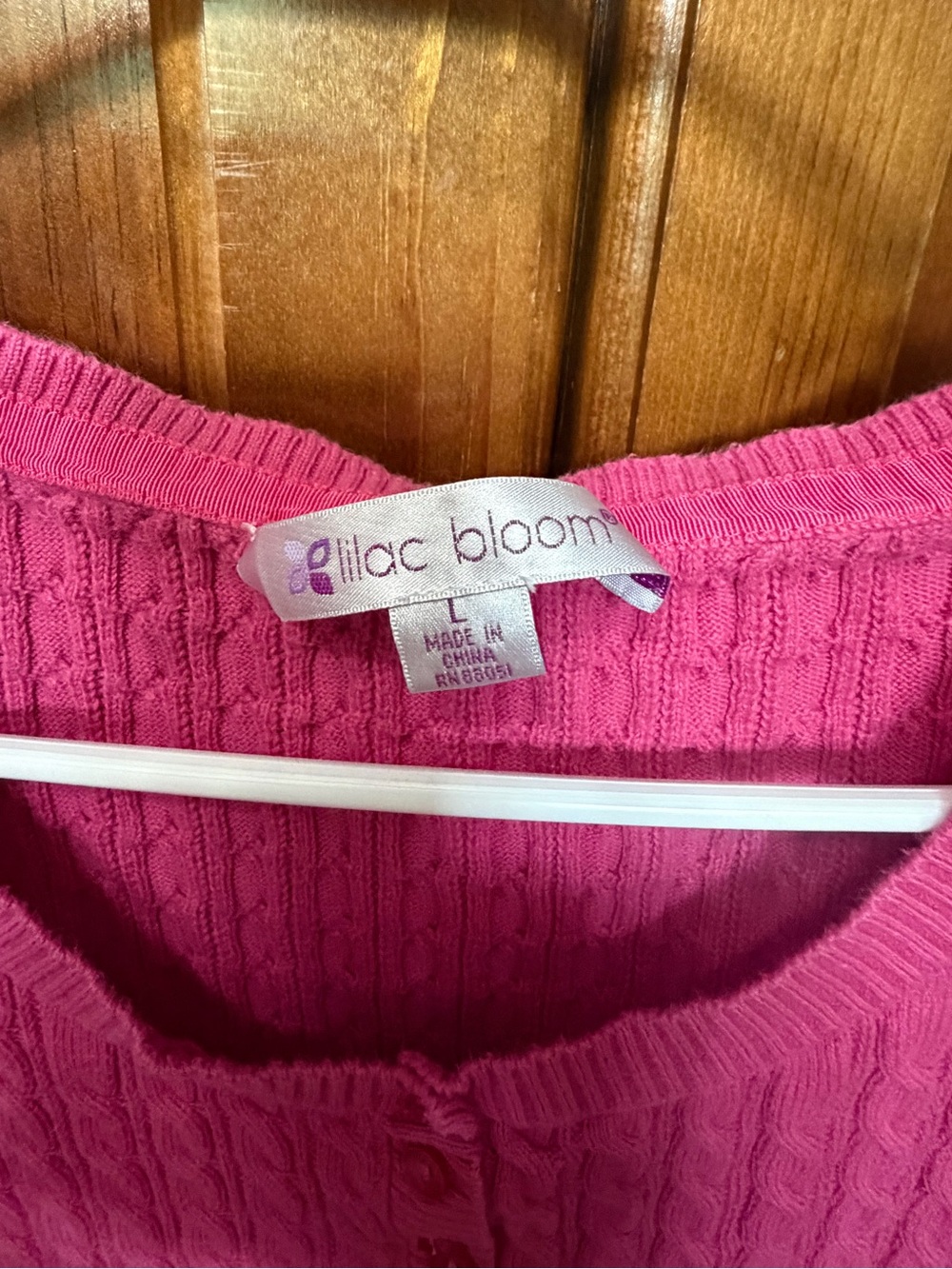 Chico's Pink Cable-Knit Scoop Neck Henley Sweater - Picture 3 of 3